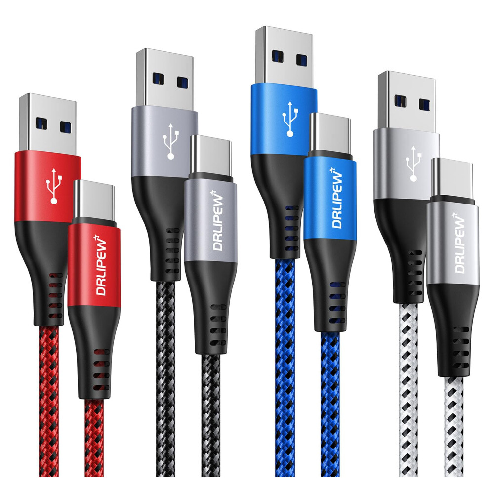 Photos - Cable (video, audio, USB) DRLIPEW USB C Charger Cable , 3A USB to USB C Fast Charger Cable,Type C Phone Fast Charging Cable Nylon Braided f(1M 4-Pack)