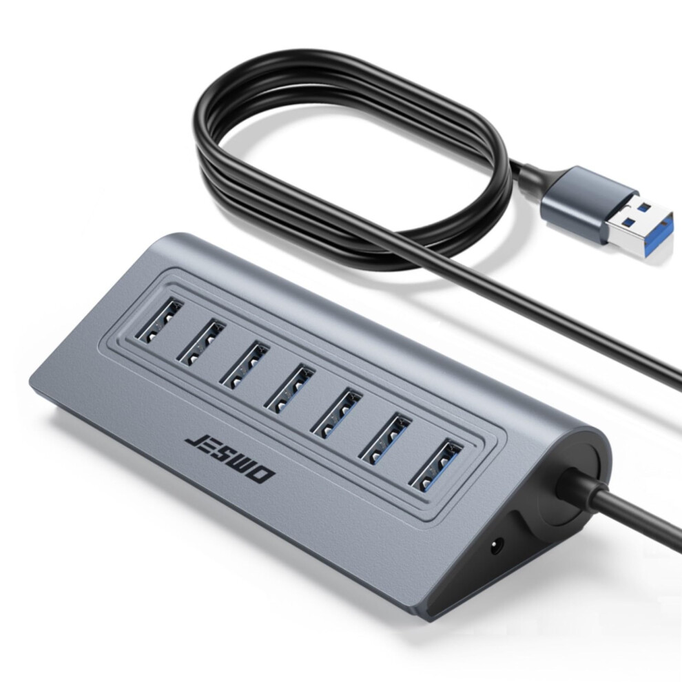 Usb Hub 3.0, Aluminium 7-Port Usb 3.0 Hub With 3.4Ft Cable And 5Gbps Data Transfer, Usb Multiport Adapter For Desktop Pc Laptop Compatible All Usb-A 5009915273757