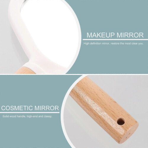 White 25x12.5x2.2cm Solid Wood Handheld Makeup Mirror, 3-Piece Set 2