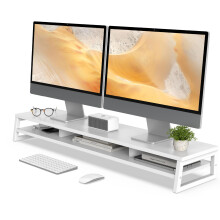 Fenge Dual Monitor Stand for Desk 108cm Large Monitor Riser for 2 Monitors 2 Tiers Desk Organizer for Computer PC Laptop Printer TV Screen Max Load 4