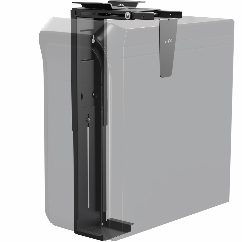 Vivo Adjustable Under Desk And Wall Large Pc Mount, Computer Case Cpu Holder With Swivel Action And Secure Locking, Mount-Pc01l Black