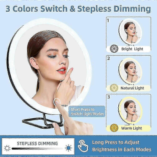 30x High Magnification Three-Gear Dimming Travel Makeup Mirror 2