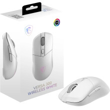 MSI Versa 300 Wireless White Gaming Mouse - 8000 DPI Optical Sensor, 1000 Hz Polling, Symmetrical, 30M+ Click Kailh Micro Switches, 6 Buttons, 50-Hou