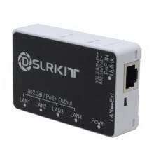 DSLRKIT 5-Port 1Gbps Unmanaged PoE++ Switch, 90W PoE In, 72W PoE Out, 802.3bt/at/af, Plastic Case, White, Compatible with Camera, Printer