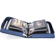 IPEB CD Storage Bag DVD Wallet Case Disc Organiser for Audio Music Media Disk Storage Holder Bag with Zipper(144 Disk Units, 72 Booklet Pockets-Blue