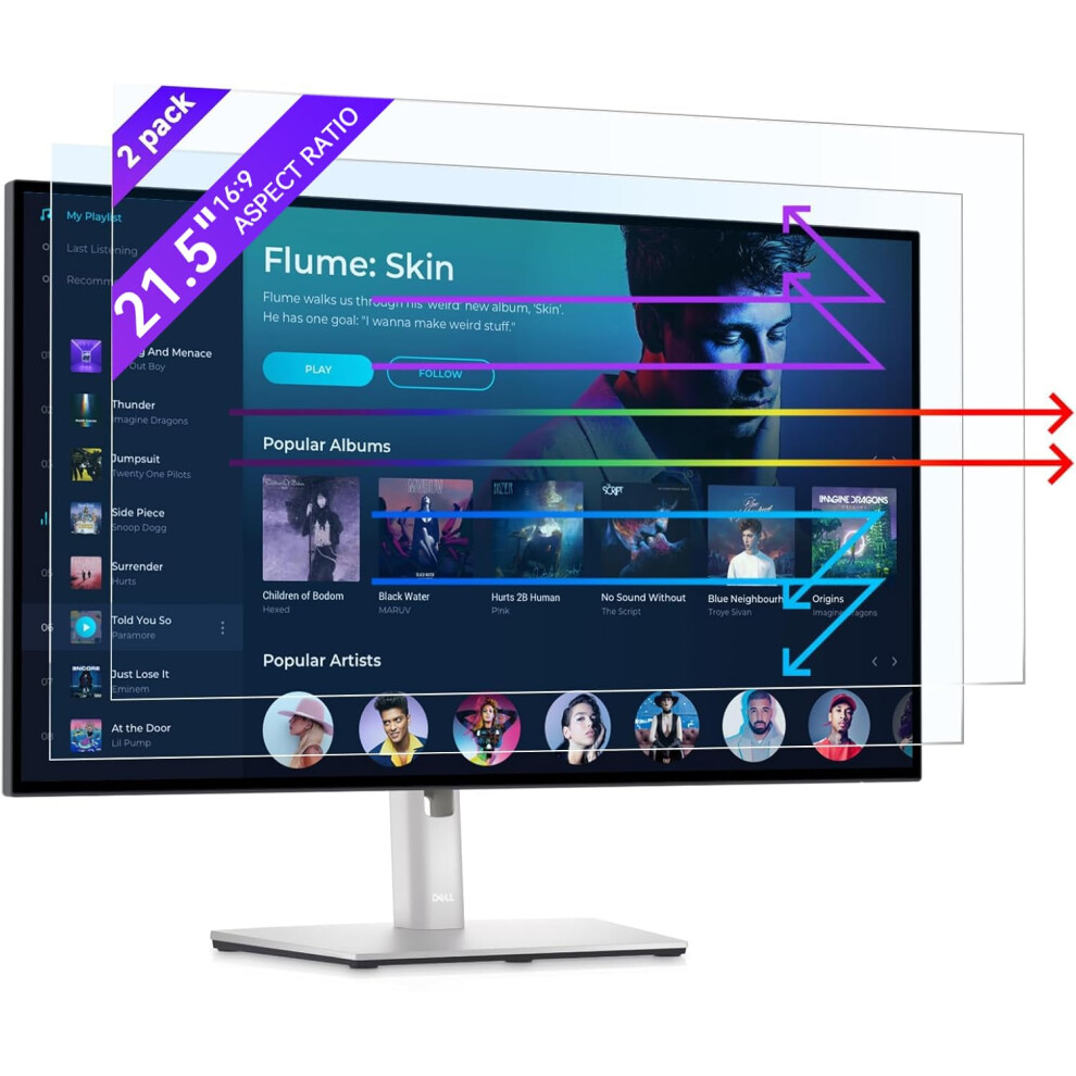 Iprokko 2 Pack 21.5 Inch Anti Screen Protector For Computer Monitor, Removable 16:9 Aspect Ratio, 21.5" Anti Uv Anti Glare And Blue/Light 5002116967180