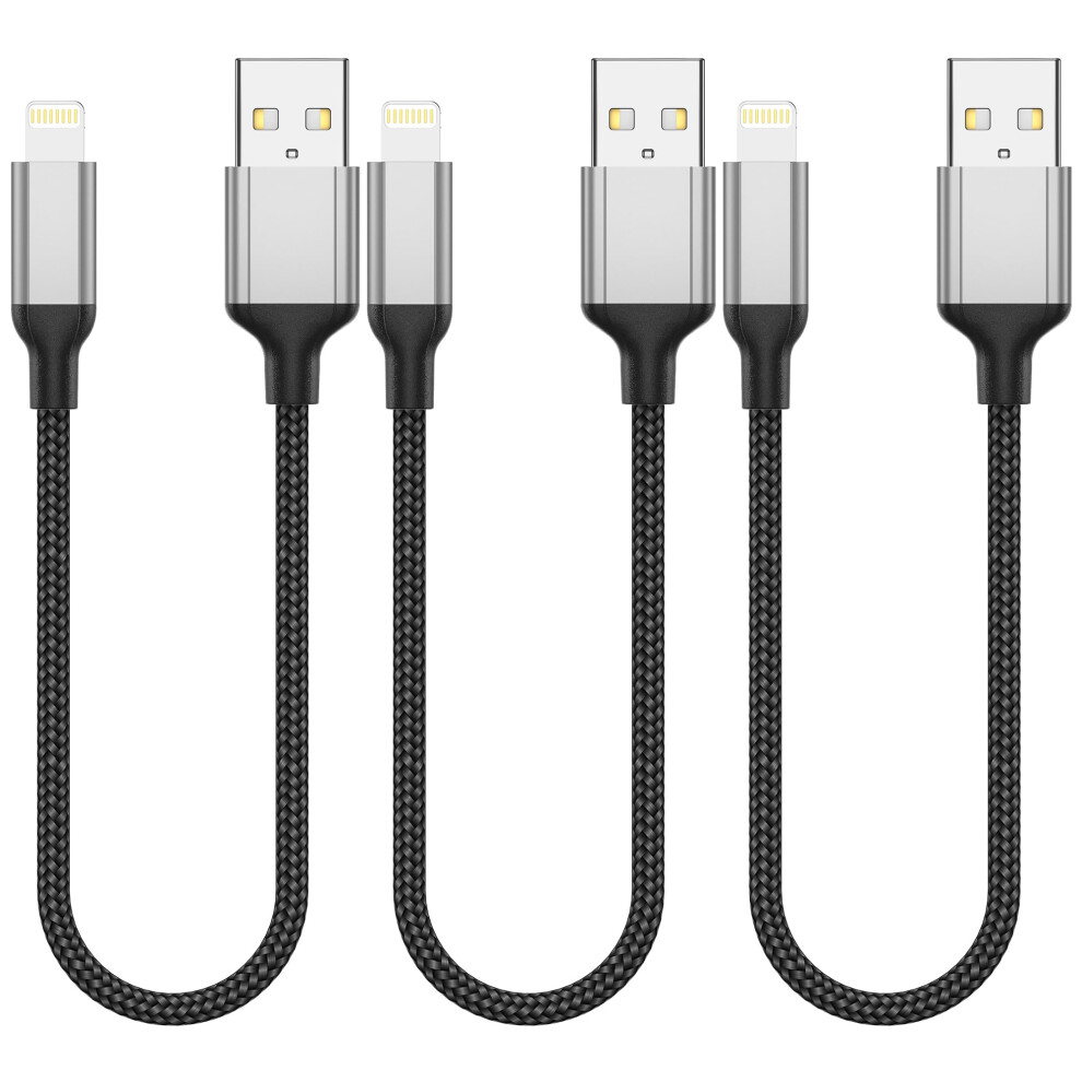 Photos - Cable (video, audio, USB) Short USB Lightning Cable 30cm, 3 Pack Fast Charging USB iPhone Charger Cable MFi Ceritified 2.4A iPhone Cord for Apple iPho