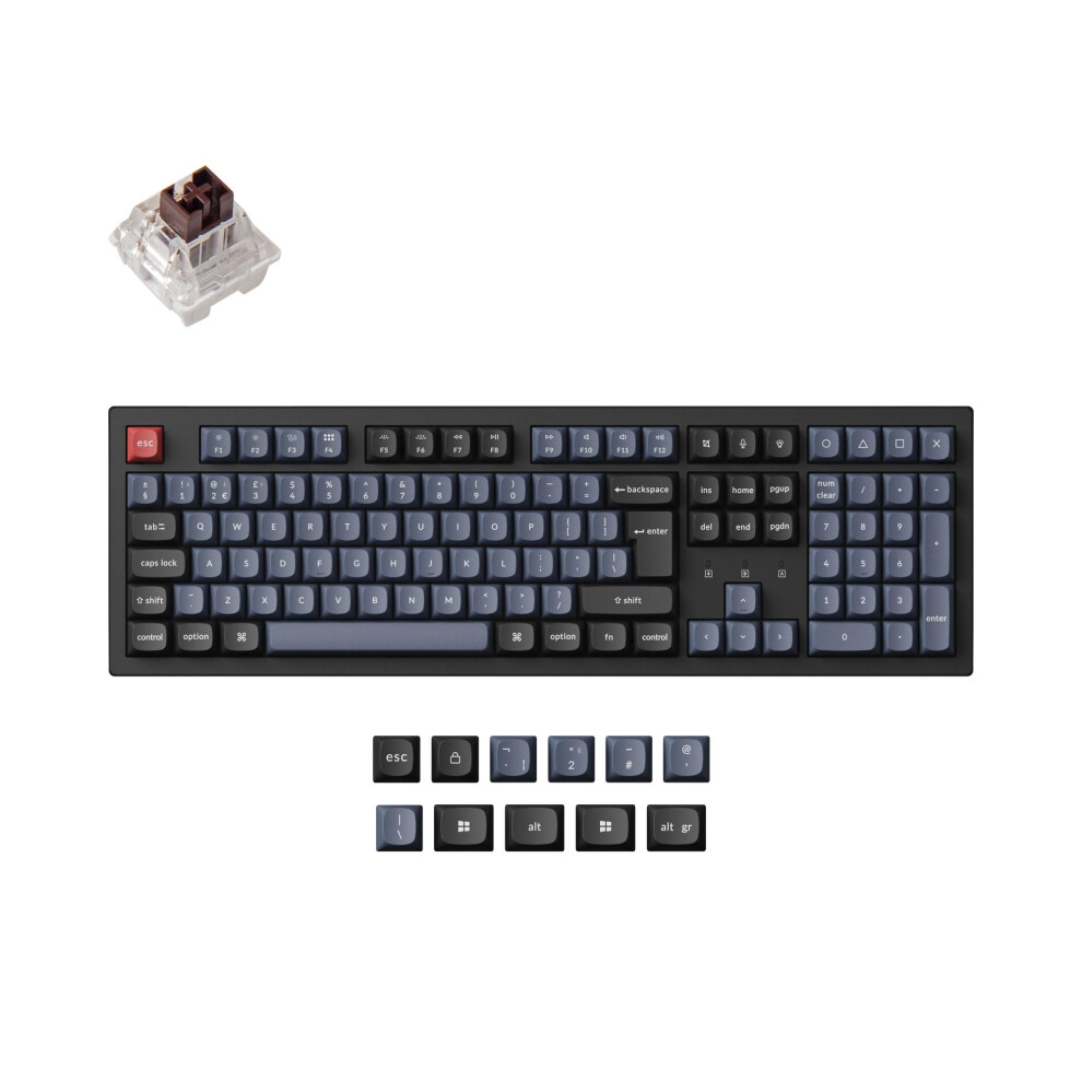 Keychron K10 Pro Qmk/Via Custom Wireless Mechanical Keyboard, Hot-Swappable Iso Uk Layout Full Size 108 Keys Programmable Rgb Backlit Switch, B Brown 5003390915911