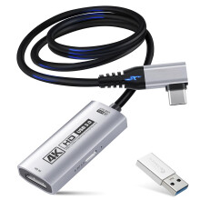 Guermok 4K USB3.0 HDMI Capture Card for Streaming, PD100W, 90 USBC, 3.3ft 4K@60FPS 1080P@240FPS HDMI to USB A/C Video Capture Devices for Pad/Tablet