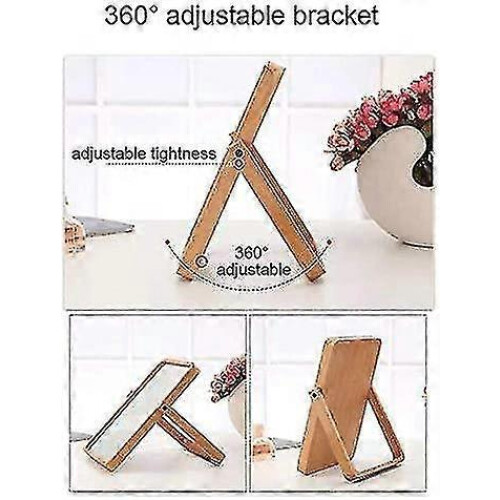 Wooden Desktop Mirror with Stand – Folding HD Rectangular Vanity Mirror, Free Standing Bathroom Mirror 1