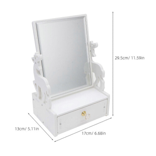 1PC Desktop Vanity Mirror with Drawer, Rotatable Makeup Mirror for Women 1