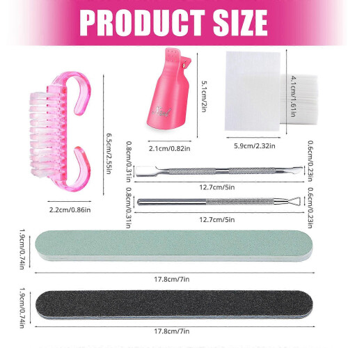 Kit di 7 strumenti per manicure e nail art multicolore con lime e buffer a grana 100/180 e rimuovi cuticole. 2