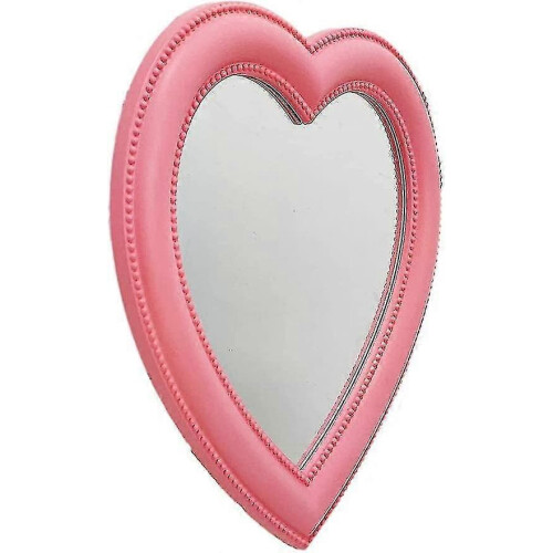 Pink Heart Shape Makeup Mirror, Tabletop & Wall Hanging Cosmetic Mirror 2