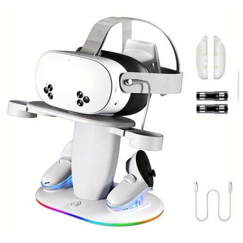 Base di Ricarica per Meta Quest 2/3/3S VR, con Luce RGB 20W 2