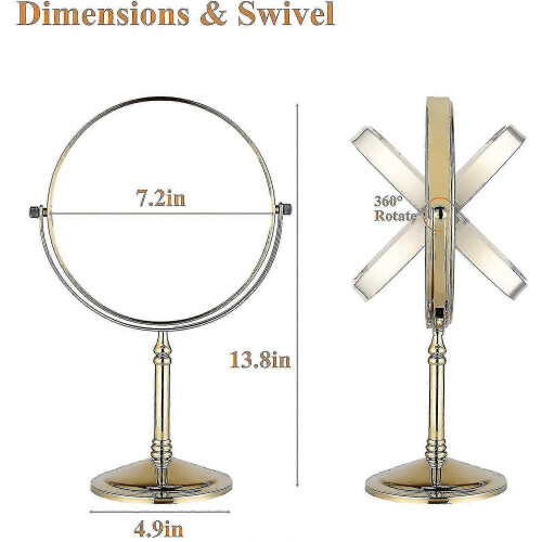 Freestanding 8-Inch Double Sided Makeup Mirror, 1x/3x Magnification, 360 Rotation 1
