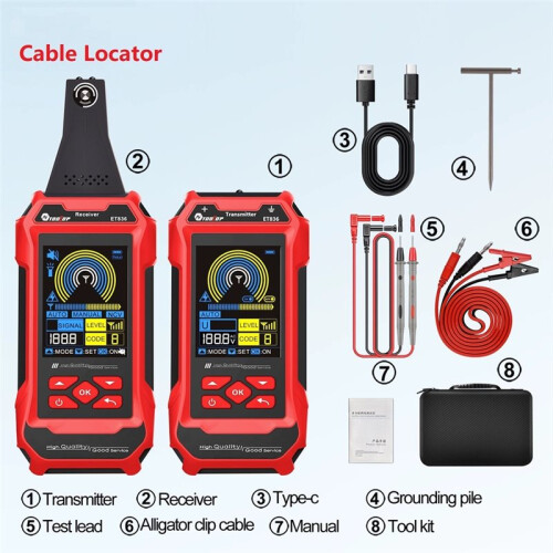 TOOLTOP ET836 Cable Locator Kit Underground Cable Wall Wiring Locator Dual Flashlight 1