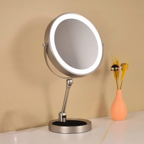 Multicolor 9-Inch Folding Makeup Mirror, 10X Magnification, Touch LED Light, Double-Sided Vanity 1