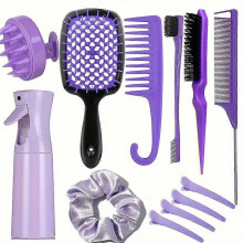 Friseur-Kamm-Set, Hochsteckfrisuren-Schwanzkamm, Flauschkamm, Finish-Bürste für fransige Haare, Kamm mit breiten Zinken, Haargummi
