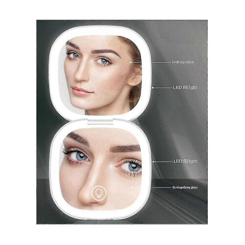 Mini miroir de voyage double face grossissant x5 avec éclairage LED, épingle 2