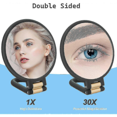 5530x Magnifying Travel Hand Mirror with Handle, Double-Sided 1x 30x Magnification 2