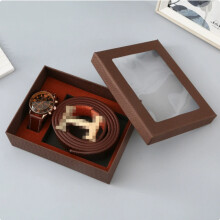 Herren-Geschenkset in Braun: Luxuriöse Quarzuhr und Echtledergürtel, 3-teiliges klassisches Accessoires-Set mit Geschenkbox