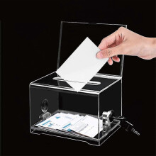 Acryl donatiebox, suggestiebox, acryl stembus met slot voor opmerkingen, stembus, verkiezingsstembus, loterijstembus, bedrijfs-/do