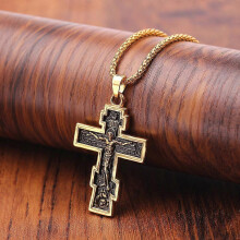 Ny kristen ortodoks kors Jesus kors vedhæng halskæde bøn stort vedhæng Jesus kors vedhæng mænd og kvinder trendy smykker