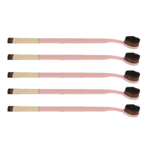 Lot de 5 pinceaux à paupières roses doux à double embout 1