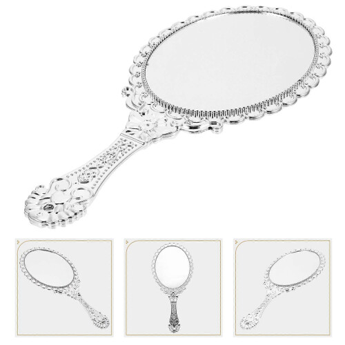 Vintage Handheld Travel Makeup Mirror with Handle 2