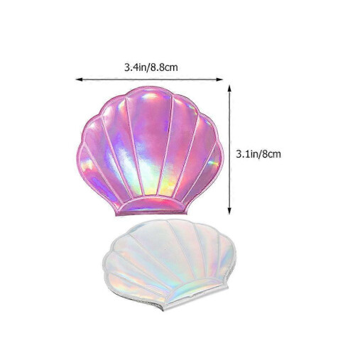 8.8x8x0.8cm 2pcs Creative Seashell Shape Portable Pocket Makeup Mirror 2