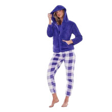 (12 UK - 14 UK, Violet) Keanu Womens/Ladies Checked Fleece Long Pyjama Set