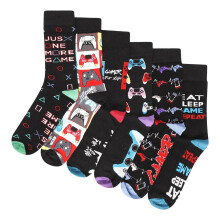 (12 UK Child-3 UK, Multicoloured) Soxy Childrens/Kids Gamer For Life Socks (Pack of 6)