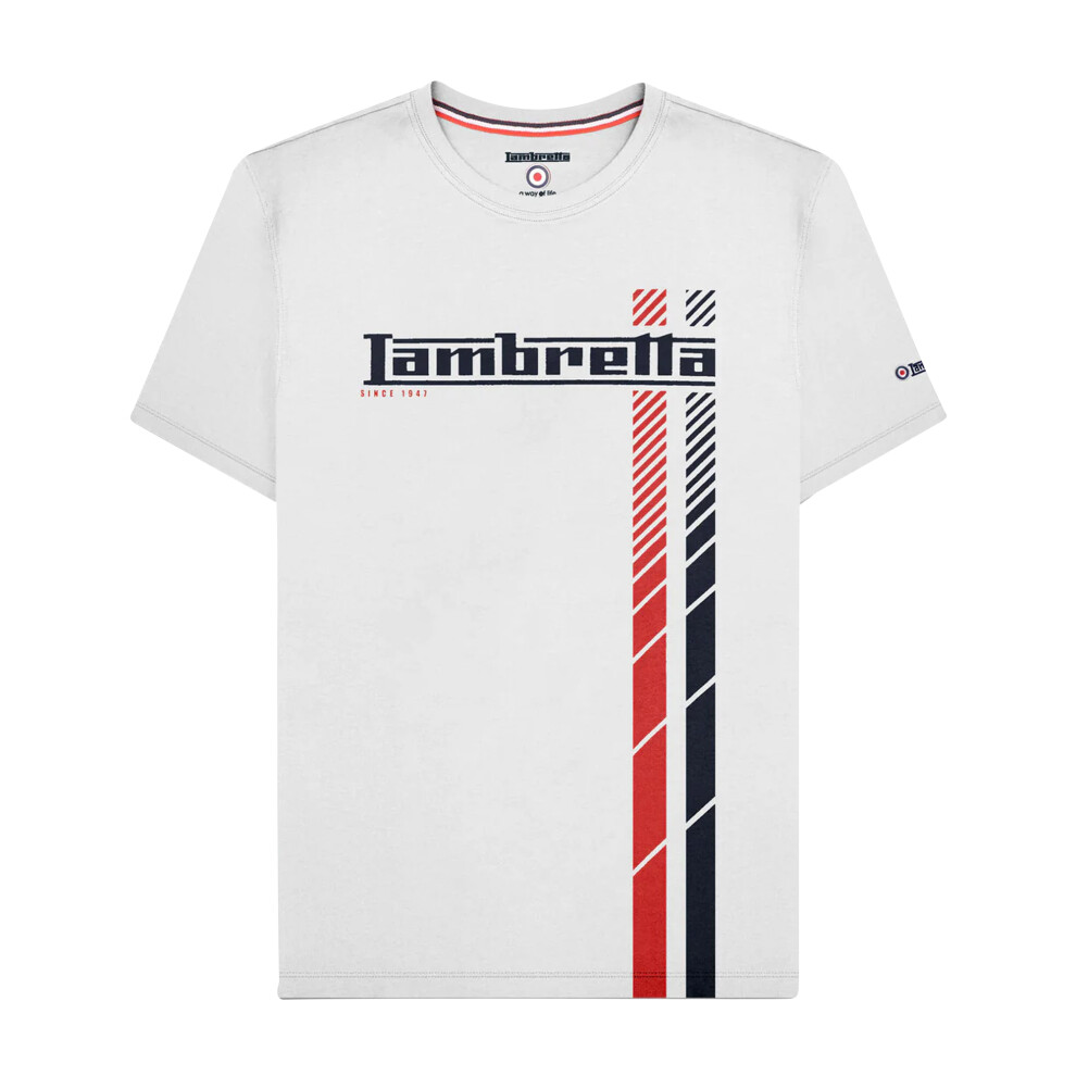 Lambretta (4Xl, ) Mens Ss25 Racing Stripe T-Shirt White
