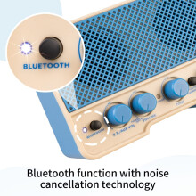 JOYO Mini Practice Guitar Amp Combo 5W Rechargeable Small Guitar Amplifier with Two Channels Bluetooth Headphone Jack(JA-02 II Blue)