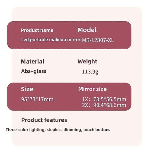 Black Compact Mini Vanity Folding Cosmetic Mirror with Lights, 2X Magnifying, Handheld Travel Makeup Mirror 1