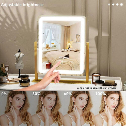 Smart Touch Makeup Mirror with Large LED Lights, Tabletop Vanity for Bedroom 2