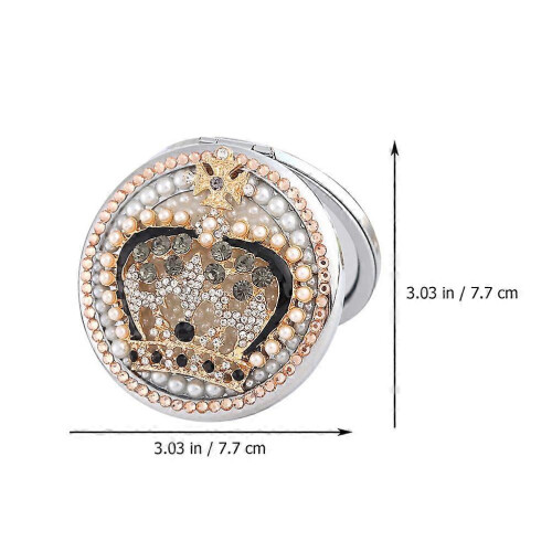 Portable Rhinestone Double Sided Makeup Mirror 1Pcs 1