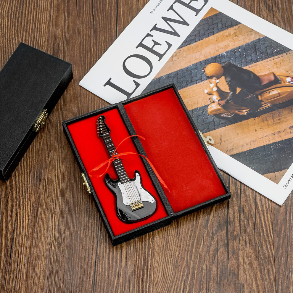 Musiin Miniature Guitar With Stand And Case, 14Cm Mini 6 Strings Elect