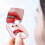 Miroir de maquillage LED pliable, rose, double face, rechargeable par USB 4