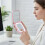 Miroir de maquillage LED pliable, rose, double face, rechargeable par USB 5