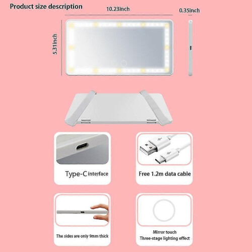 Specchio nero con ampio schermo touch e 60 luci LED, regalo perfetto per le donne. 1