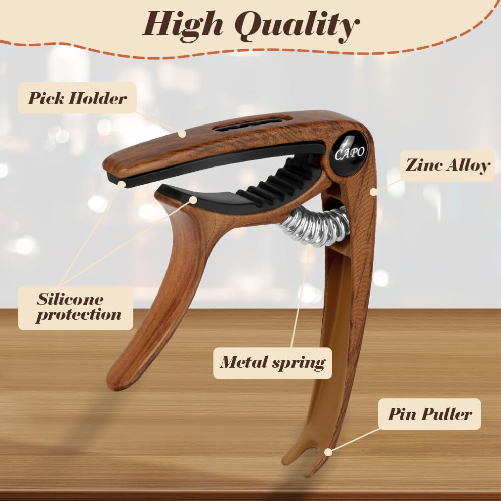 Aomig Guitar Capo Zinc Alloy Capo Metal Guitar Capo Quick-Change Tuner