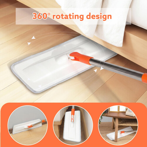 wlich Microfiber Mop for Cleaning Floors 55 Inch Extendable Flat Mop w 2