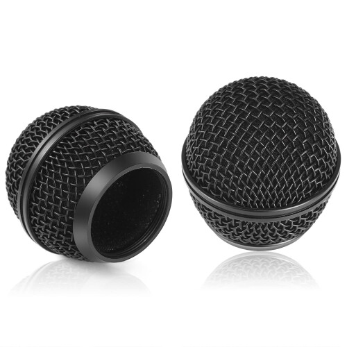 Facmogu 4PCS Black Microphone Head Replace for SM58, Brushed Nickel Replacement Microphone Grille Head with Inner Foam, Mic Grill Replacement Compati