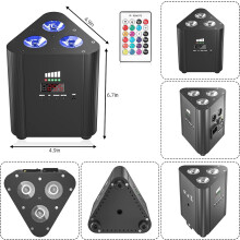 Erreyht 2 PCSRGBW LED Par Light Rechargeable 4400mAh Battery Stage Light Support Remote/DMX Control, Wireless Party Lights with Charging Display for