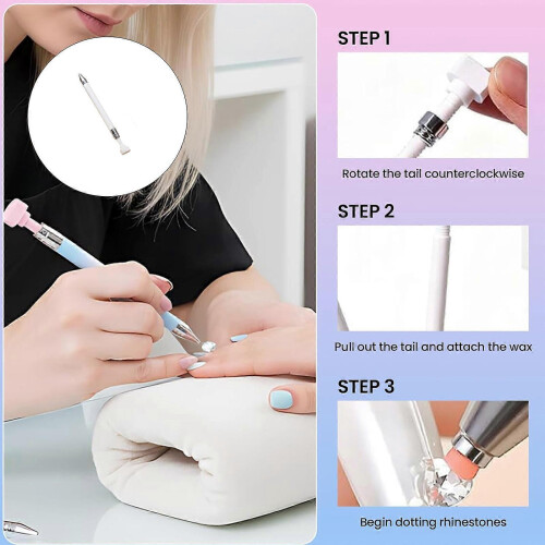 Blue Rhinestone Applicator Tool for Intricate Nail Designs 1