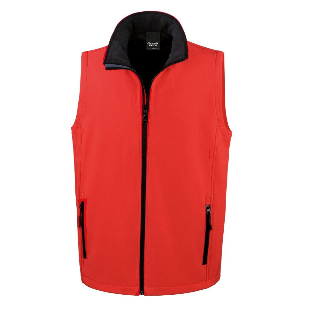 Result (M, Red / Black) Mens Core Printable Softshell Bodywarmer Black,Red