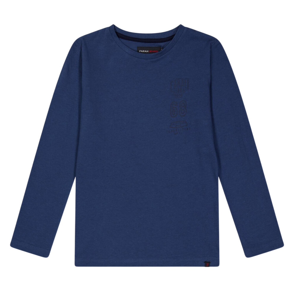 Farah (14-15 Years, Blue) Childrens/Kids Stacked Logo Long-Sleeved T-Shirt