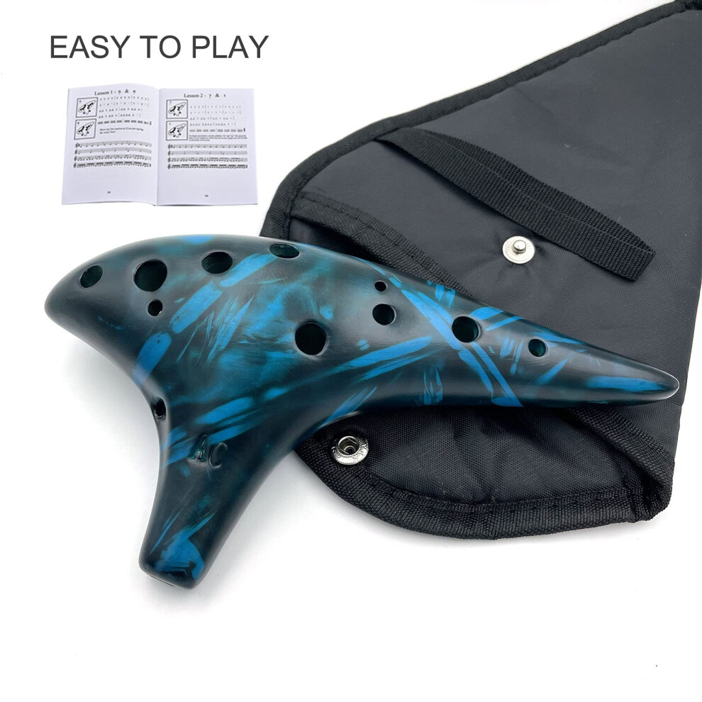 Lieke Ocarina 12 Hole Alto C Straw Smoked Ceramic Ocarinas,Musical Ins