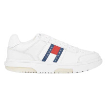 (11 UK, White) Tommy Jeans Mens Leather Trainers